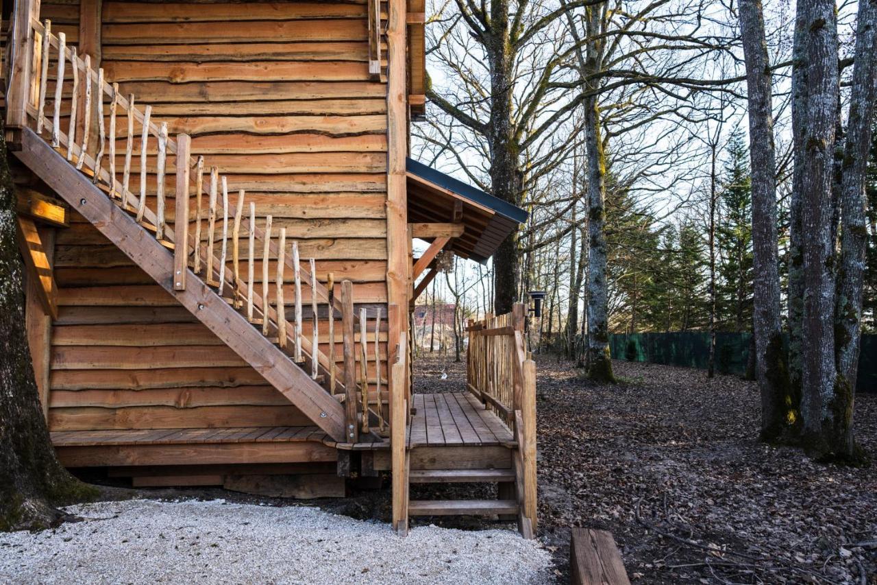 Charmante Cabane Dans Les Arbres Avec Jacuzzi Et Sauna Boismorand Exterior foto